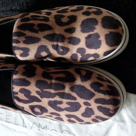 Stella McCartney Velvet Leopard Binx Platform Slip On Sneakers - Picture 5 of 7